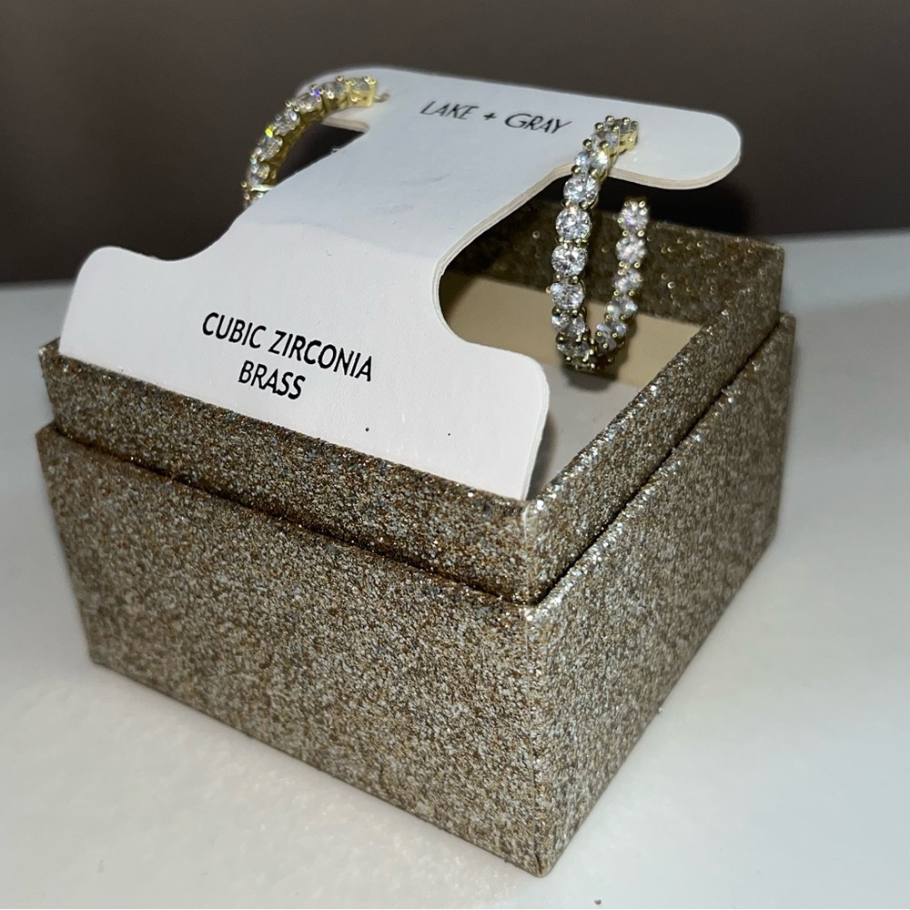 Gold Cubic Zirconia Hoop Earrings